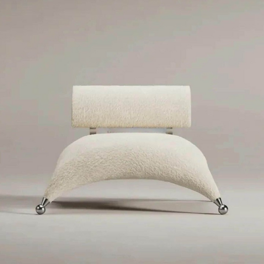 Modern White Boucle Lounge Chair, Gold Metal Frame Accent Chair, Upholstered Single Sofa Chair for Living Room, Bedroom, Hotel Lobby, Reception, Reading Nook