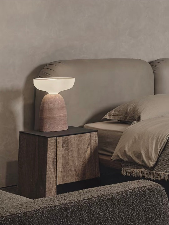 Walnut Brown Wood Nightstand with Black Sintered Stone Top, One-Door Bedside Table with Open Base Niche, Wabi-Sabi Rustic Accent Cabinet for Bedroom, Guest Room and Living Room