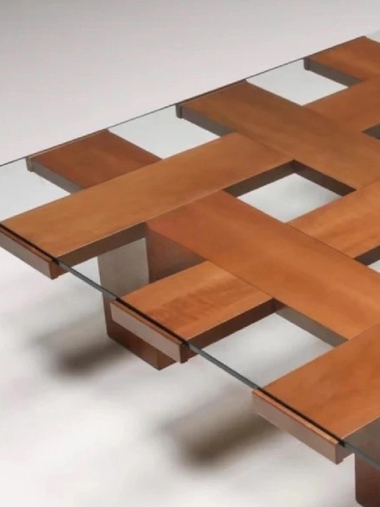 Square Glass Top Coffee Table, Walnut Finish Wood Cocktail Table for Living Room