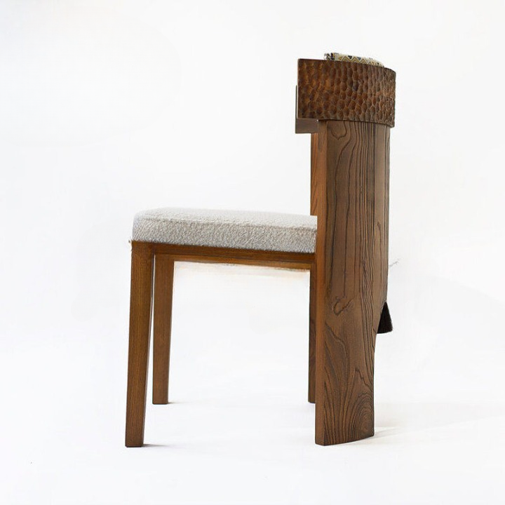 Solid Wood Dining Chair, Walnut Finish Accent Side Chair with Upholstered Seat and Lumbar Pillow, Asian-Inspired Reception Chair for Dining Room, Living Room, Hotel, Restaurant and Guest Seating