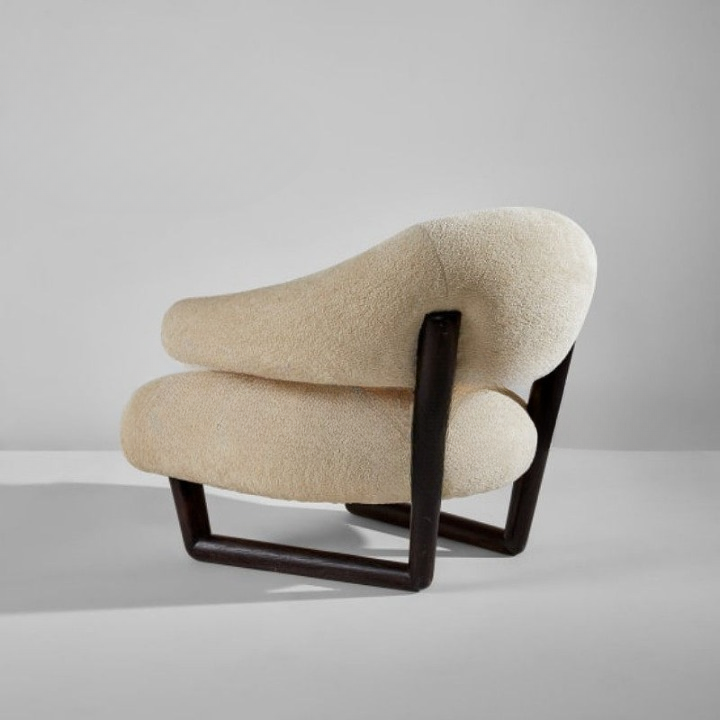 Sherpa Accent Chair, Modern Nordic Lounge Armchair with Solid Wood Frame and Curved Upholstered Arms, Cream Single Sofa Chair for Living Room, Bedroom, Reading Nook, Reception Area and Boutique Hotel