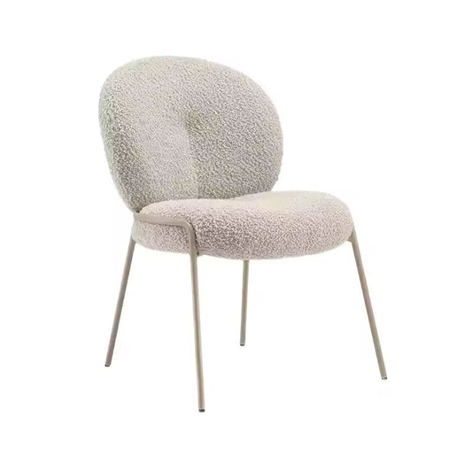 Ivory Boucle Accent Chair with Metal Legs for Living Room