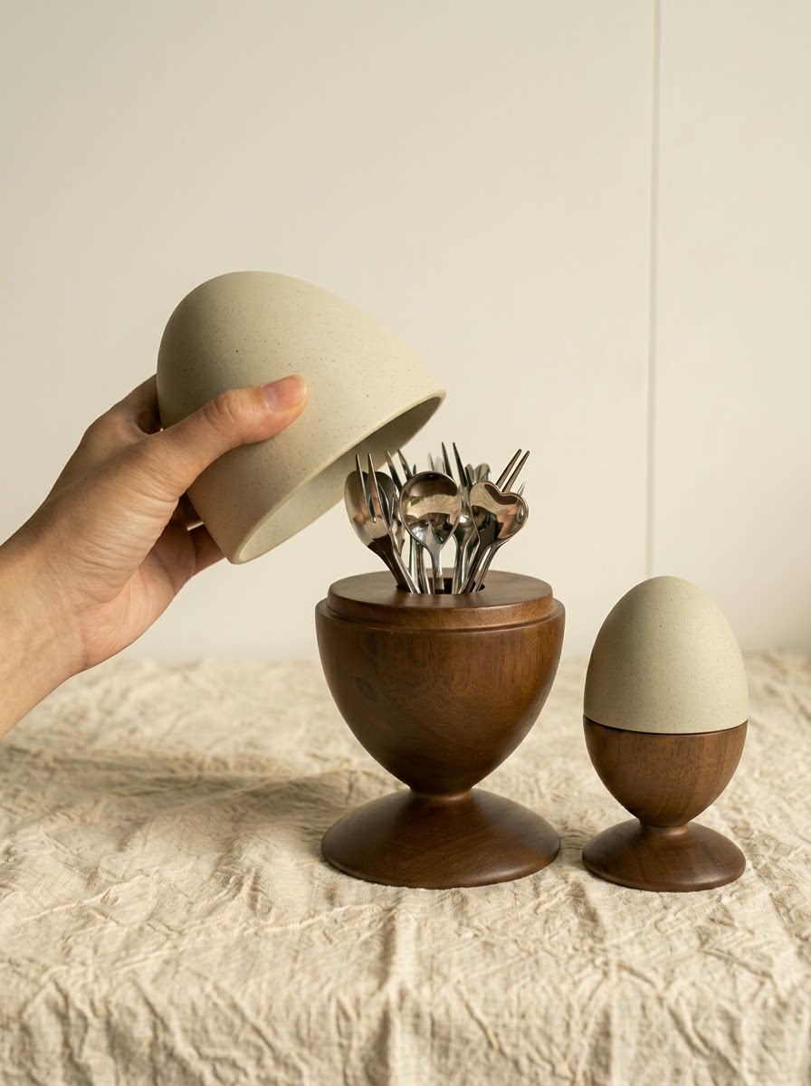 Egg Shaped Fruit Fork and Spoon Set, 304 Stainless Steel, 12 Piece