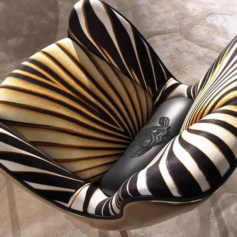 Gold and Black Zebra Accent Chair with High Back, Upholstered Lounge Armchair for Living Room, Bedroom, Reading Corner, Office, Reception Area and Luxury Home Decor