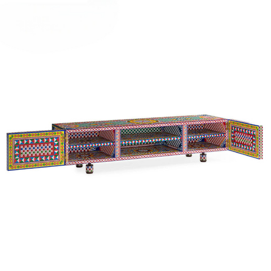 Luxury Colorful TV Stand Entertainment Center Decorative Media Console Cabinet Modern Artistic Sideboard Storage Cabinet for Living Room Bedroom Hallway