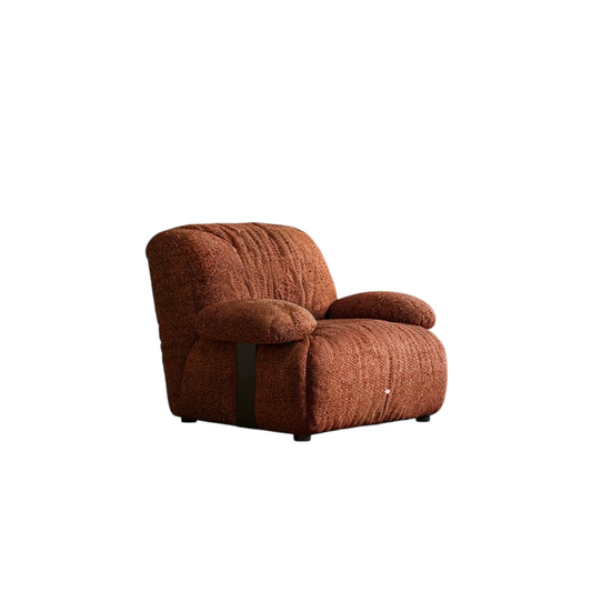 Rust Bouclé Accent Chair with Plush Arms and Deep Seat