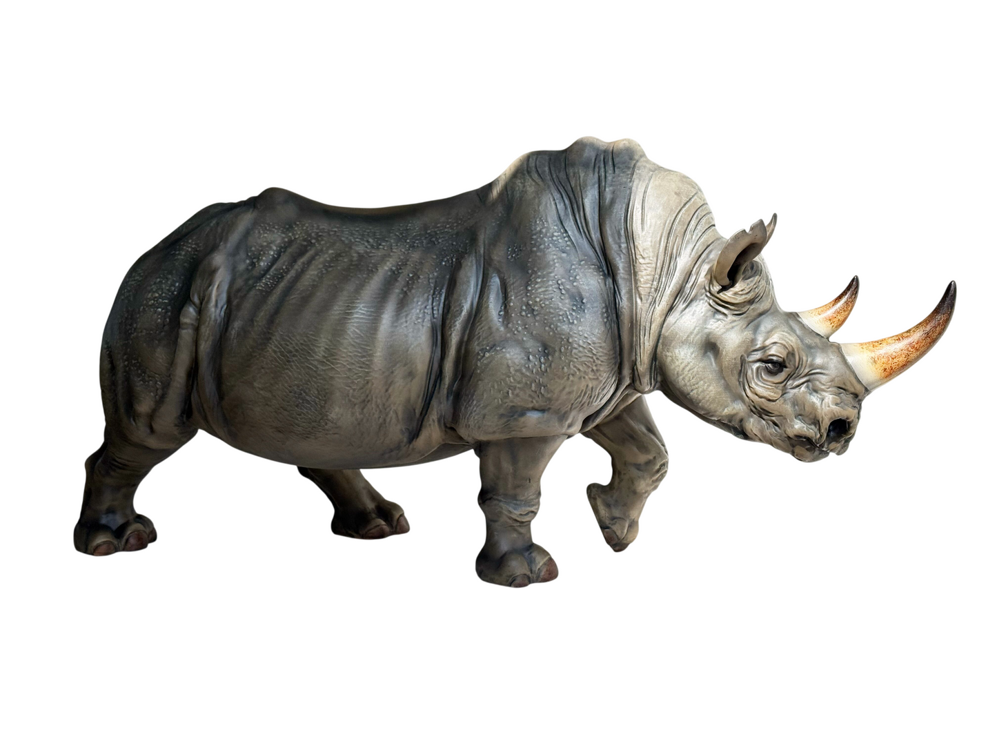 Realistic Rhinoceros Statue, Resin Rhino Sculpture, Large Gray Animal Figurine for Entryway, Living Room, Office, TV Cabinet, Shelf Decor and Housewarming Gift