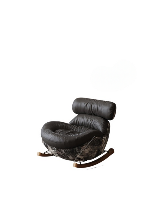 Black Chenille Upholstered Rocking Chair for Living Room