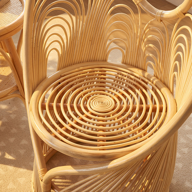 Natural Rattan Peacock Chair High Back Accent Chair Handwoven Boho Lounge Chair
