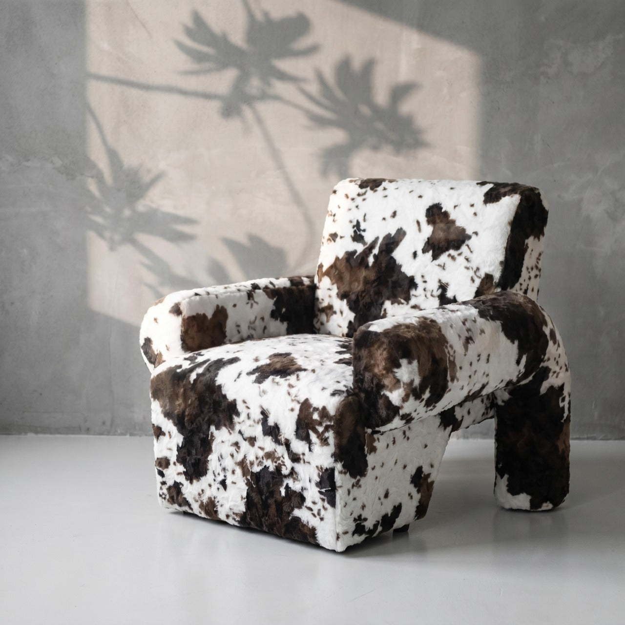 Cow Print Upholstered Accent Chair, Brown Plush Lounge Armchair
