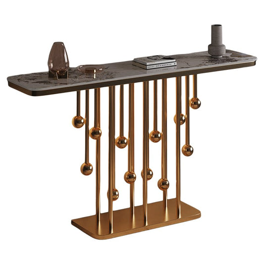 Champagne Gold Console Table, Pandora Stone Top Entryway Table