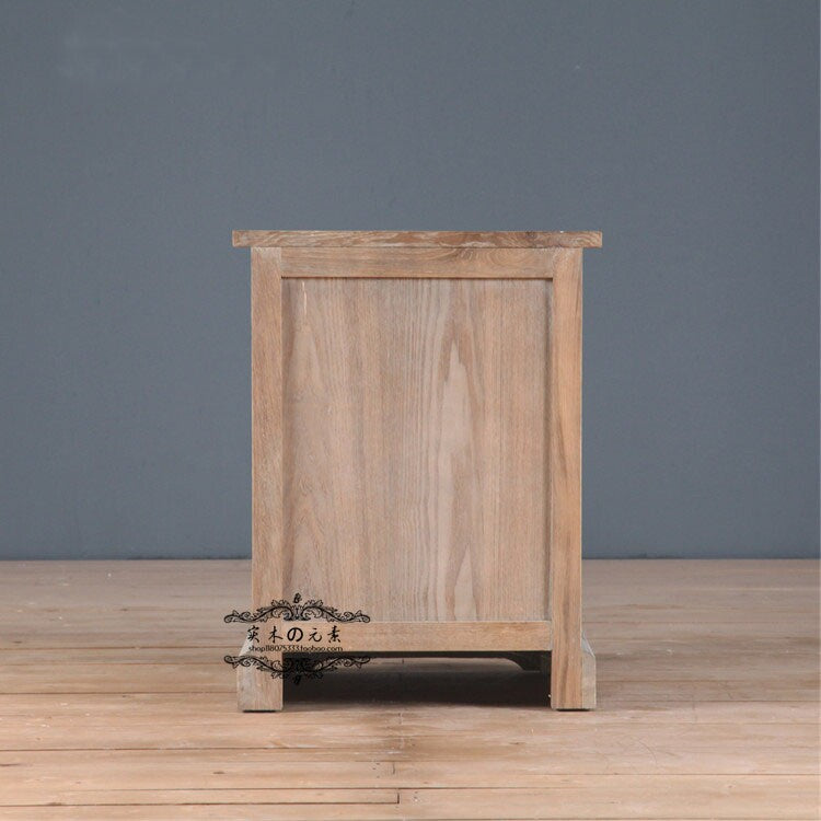 Weathered Gray Oak Nightstand with Louvered Door and Metal Latch