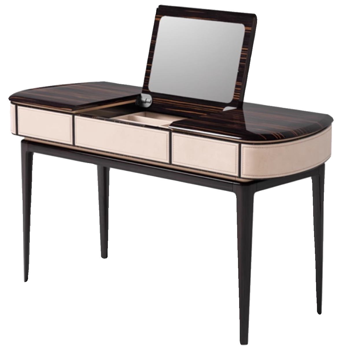 Modern Flip-Top Vanity Desk with Mirror and Storage, Dark Brown