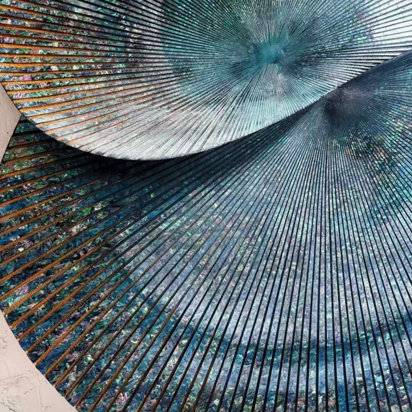 3D Abstract Wall Art 31 x 37 Inch, Teal Gold Textured Metal Wall Sculpture