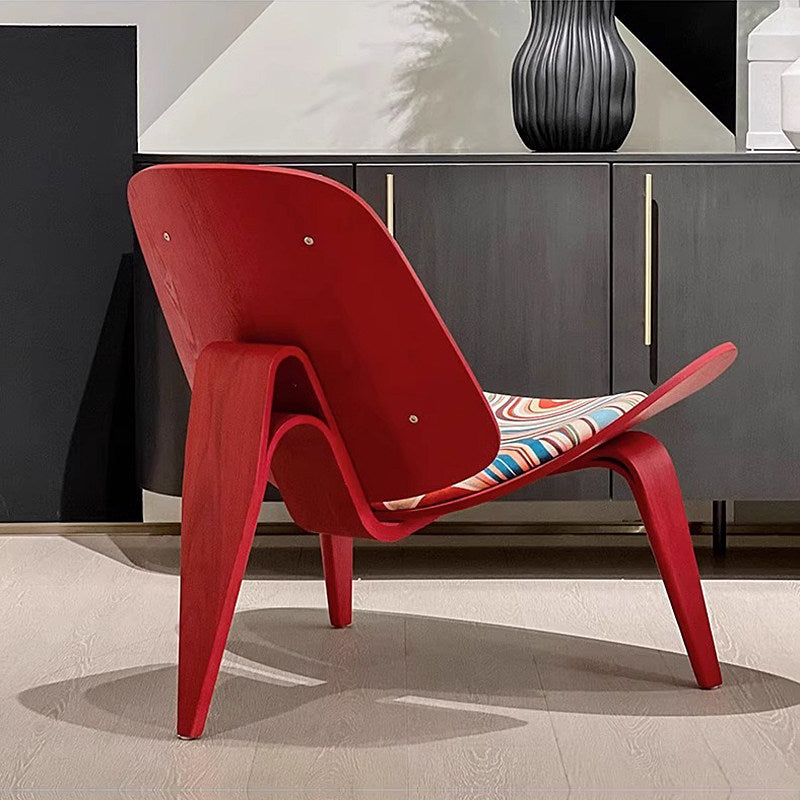 Curved Upholstered Lounge Chair, Red Accent Chair for Living Room