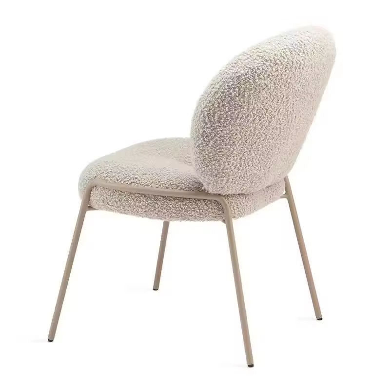 Ivory Boucle Accent Chair with Metal Legs for Living Room