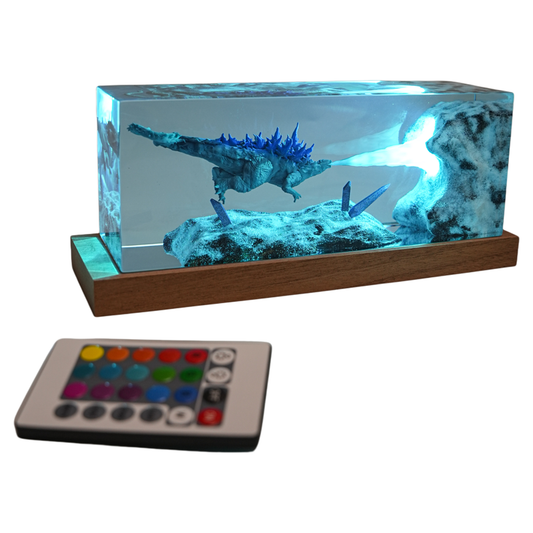 Deep Sea Monster Resin Night Light, Handmade Ocean Scene LED Desk Lamp with Remote Control, Fantasy Creature Glowing Table Decor, RGB Ambient Light for Bedroom, Gaming Room, Office, Gift Decor