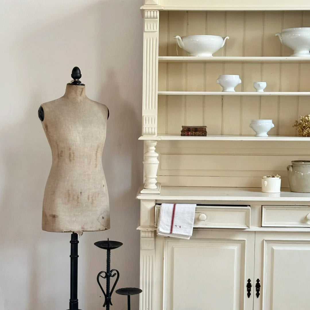Ivory Solid Wood Kitchen Hutch with Shelves, Drawers and Cabinet