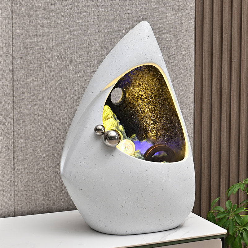 Modern Indoor Floor Fountain with LED Light and Mist, 23.6 Inch Water Feature