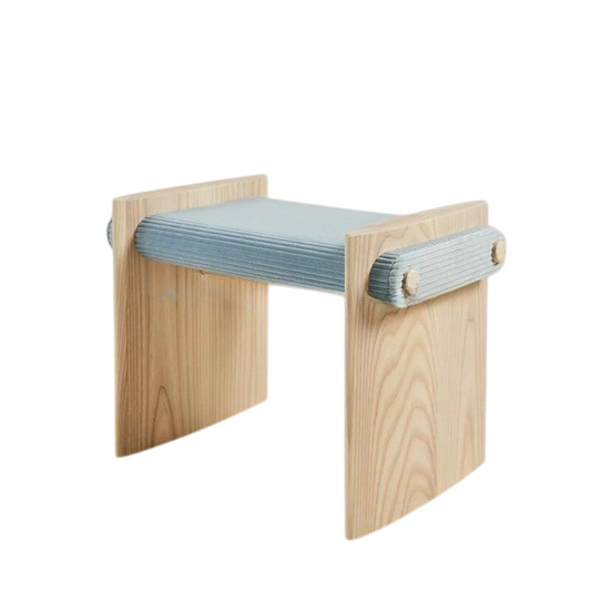Modern Wood Bench with Blue Upholstered Seat, Nordic Accent Bench for Entryway, Living Room, Bedroom, Hallway, Dining Room, Hotel Lounge, Waiting Area