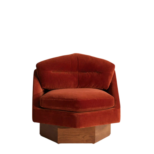 Modern Red Velvet Accent Chair, Upholstered Lounge Armchair with Solid Wood Base for Living Room, Bedroom, Reading Nook, Apartment and Hotel