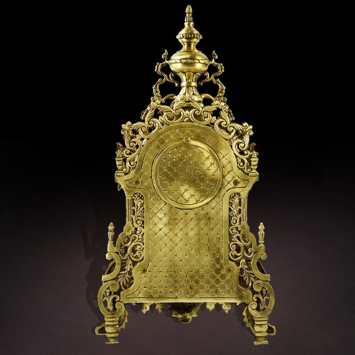 Large Brass Mantel Clock with Roman Numerals, Ornate Table Clock