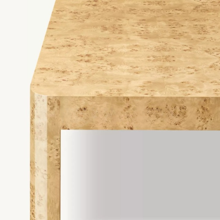 Burl Wood Writing Desk, Rectangular Home Office Desk with Single Drawer for Study Room, Bedroom, Villa, Executive Office, Natural Finish