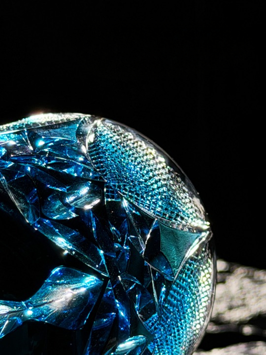 Blue Cut Crystal Whiskey Glass, 8.8 Oz Geometric Rocks Tumbler