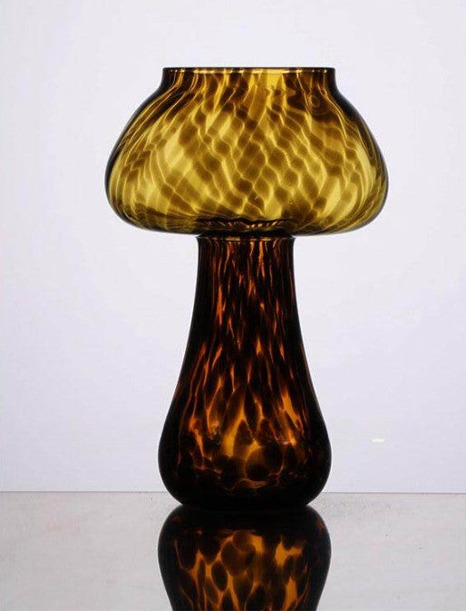 Amber Mushroom Glass, 17.6 oz Tortoise Pattern Cocktail Cup, Artistic Leopard Print Drinkware Glass for Cocktails, Juice, Mocktails, Iced Coffee, Parties and Home Bar, Set of 1