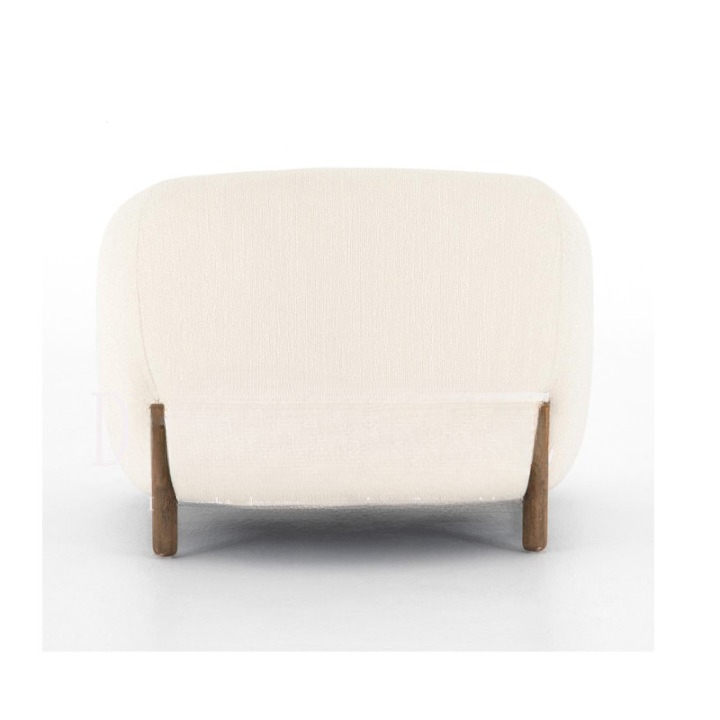 Ivory Boucle Barrel Accent Chair, Upholstered Sherpa Armchair with Solid Wood Legs, Modern Curved Lounge Chair for Living Room, Bedroom, Balcony, Reading Nook, Single Sofa Chair