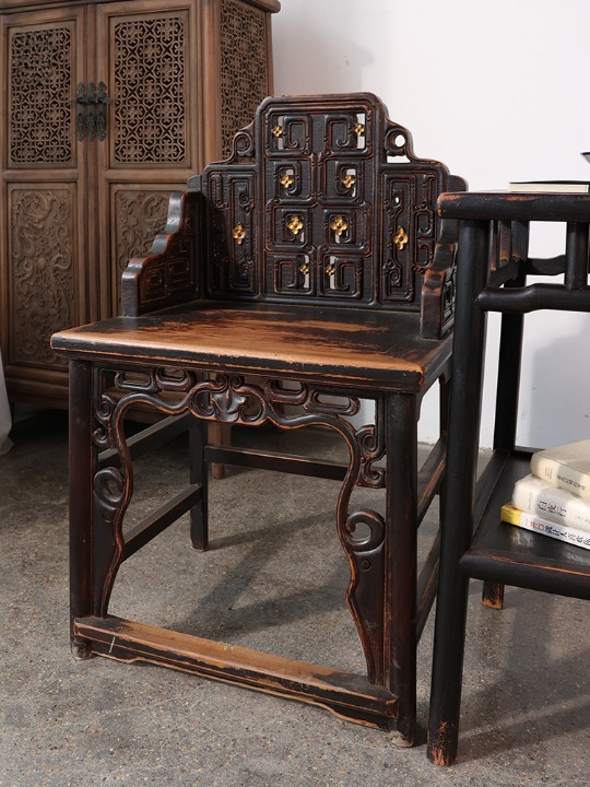 Antique Style Solid Wood Accent Chair Set with Side Table, 3 Piece