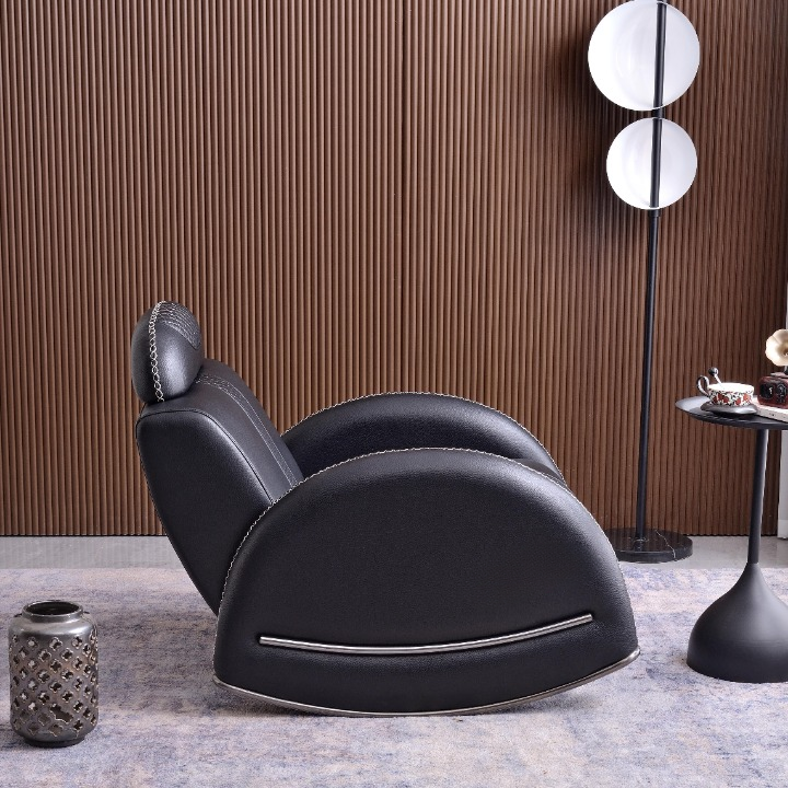 Black Leather Recliner Accent Chair with Extendable Footrest, Upholstered Lounge Chair for Living Room, Bedroom, Office, Home Theater and Reading Room