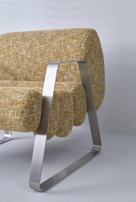 Mustard Cotton Linen Metal Frame Accent Chair for Living Room