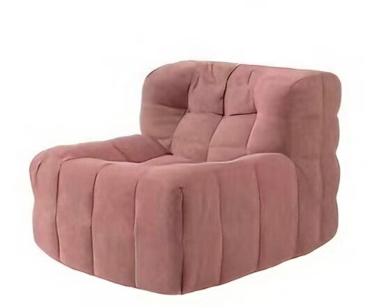 Pink Corduroy Single Lounge Chair, Plush Upholstered Lazy Sofa