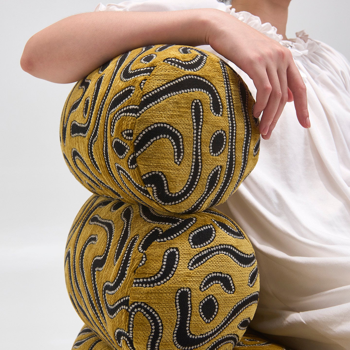 Mustard Tiger Pattern Swivel Accent Chair, Modern Jacquard Velvet Lounge Chair, Round Upholstered Single Sofa Chair for Living Room, Bedroom, Hotel and Lounge