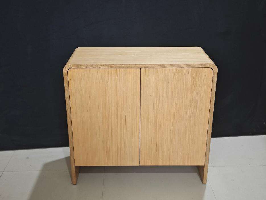 Natural Wood Sideboard Cabinet with 2 Doors and Open Shelf
