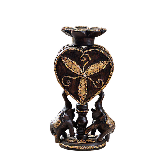 Hand Carved Wooden Elephant Candle Holder, Vintage Decorative Candlestick Stand for Dining Table, Living Room, Bedroom, Restaurant, Spa, and Tabletop Home Decor