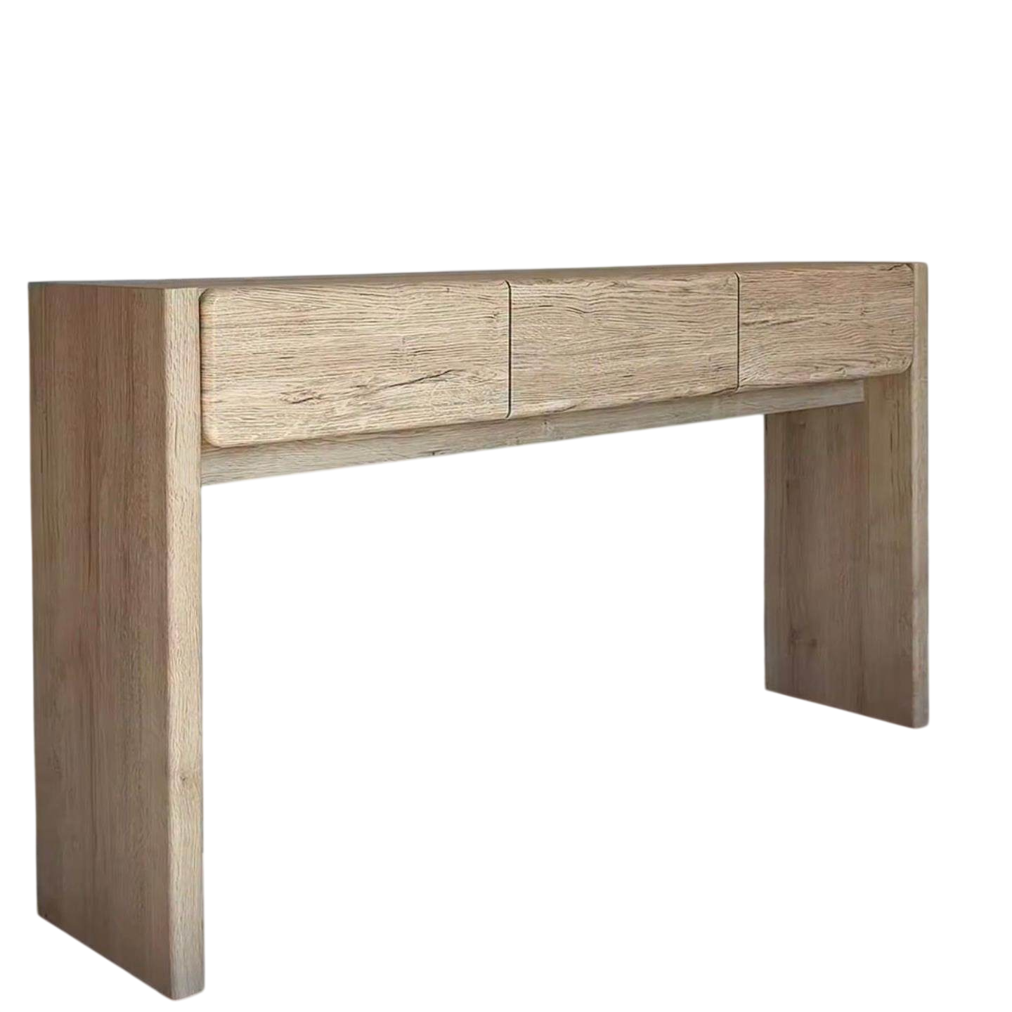 Natural Wood Console Table with 3 Drawers, Solid Wood Entryway Table, Nordic Modern Sofa Table, Narrow Hallway Accent Table for Living Room, Foyer, Bedroom, Behind Couch