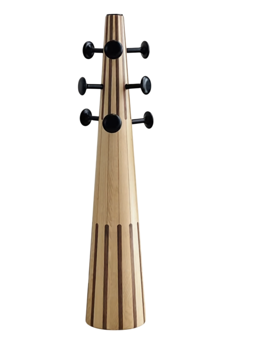 Modern Solid Wood Coat Rack, Sculptural Freestanding Coat Tree with Round Hooks, Artistic Wooden Hat Rack for Entryway, Bedroom, Hallway, Living Room, Office, and Foyer Storage
