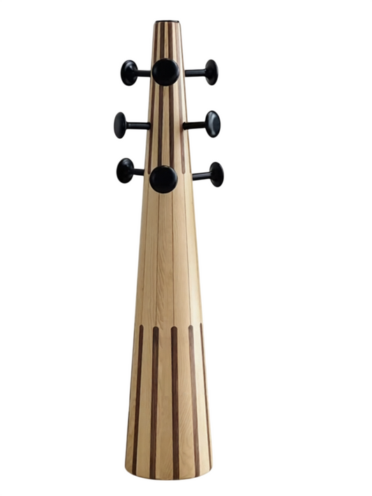 Modern Solid Wood Coat Rack, Sculptural Freestanding Coat Tree with Round Hooks, Artistic Wooden Hat Rack for Entryway, Bedroom, Hallway, Living Room, Office, and Foyer Storage