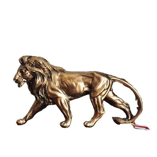 Bronze Finish Walking Lion Statue, Vintage Lion Sculpture Figurine for Office Desk, Entryway Table, Living Room Shelf, Bookshelf, Console Decor, Luxury Animal Home Decor Gift