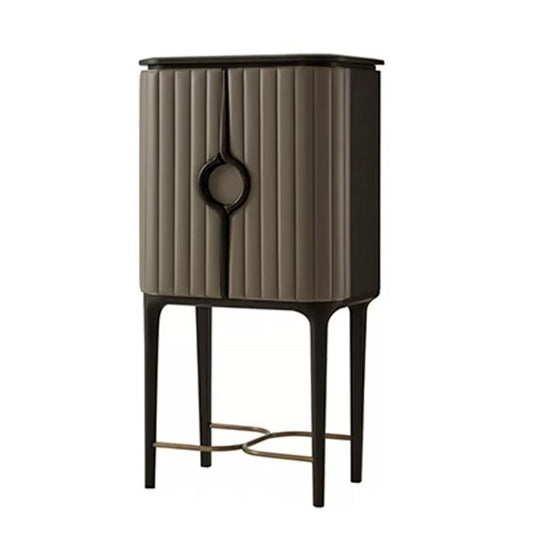Tall Wine Bar Cabinet, 63 Inch Fluted 2 Door Storage Cabinet with High Metal Legs, Modern Luxury Home Bar Cabinet for Living Room, Dining Room, Entryway, Lounge, Hotel