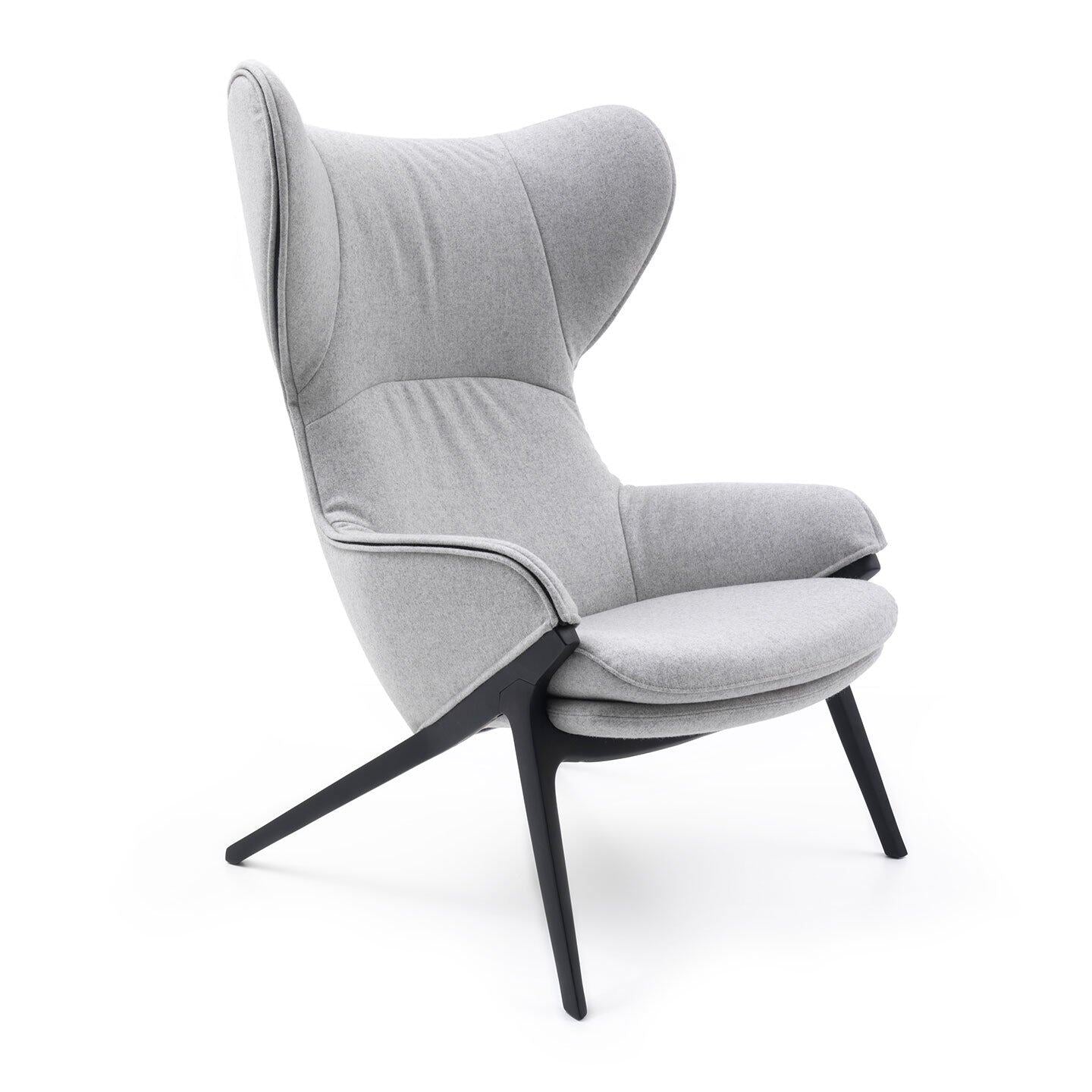 Gray Wingback Accent Chair with High Back and Black Legs, Modern Upholstered Lounge Chair for Living Room, Bedroom, Reading Corner, Office, Reception Area and Luxury Home Decor
