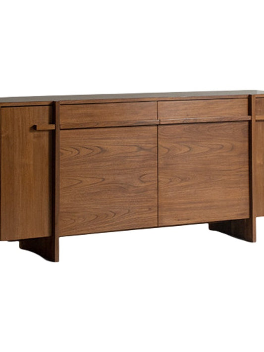 Solid Wood Sideboard Buffet Cabinet, Mid Century Storage Cabinet with Drawers and Doors, Modern Walnut Finish Dining Room Console Cabinet for Living Room, Kitchen, Entryway, and Hallway