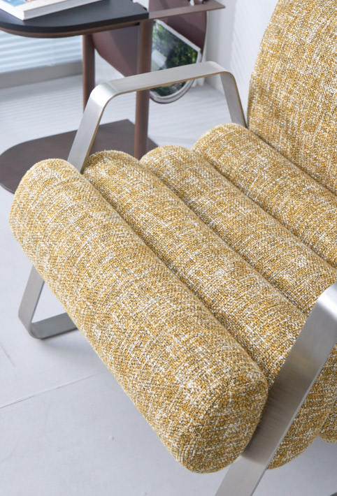 Mustard Cotton Linen Metal Frame Accent Chair for Living Room