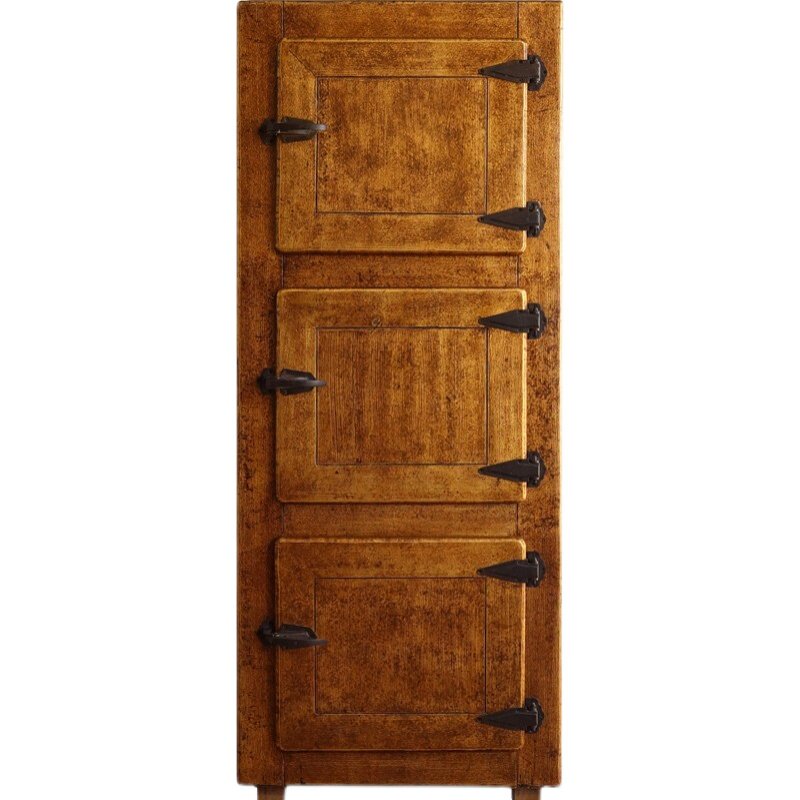 Vintage 3-Door Solid Wood Storage Cabinet, Distressed Brown