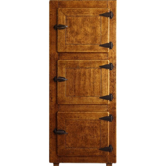 Vintage 3-Door Solid Wood Storage Cabinet, Distressed Brown