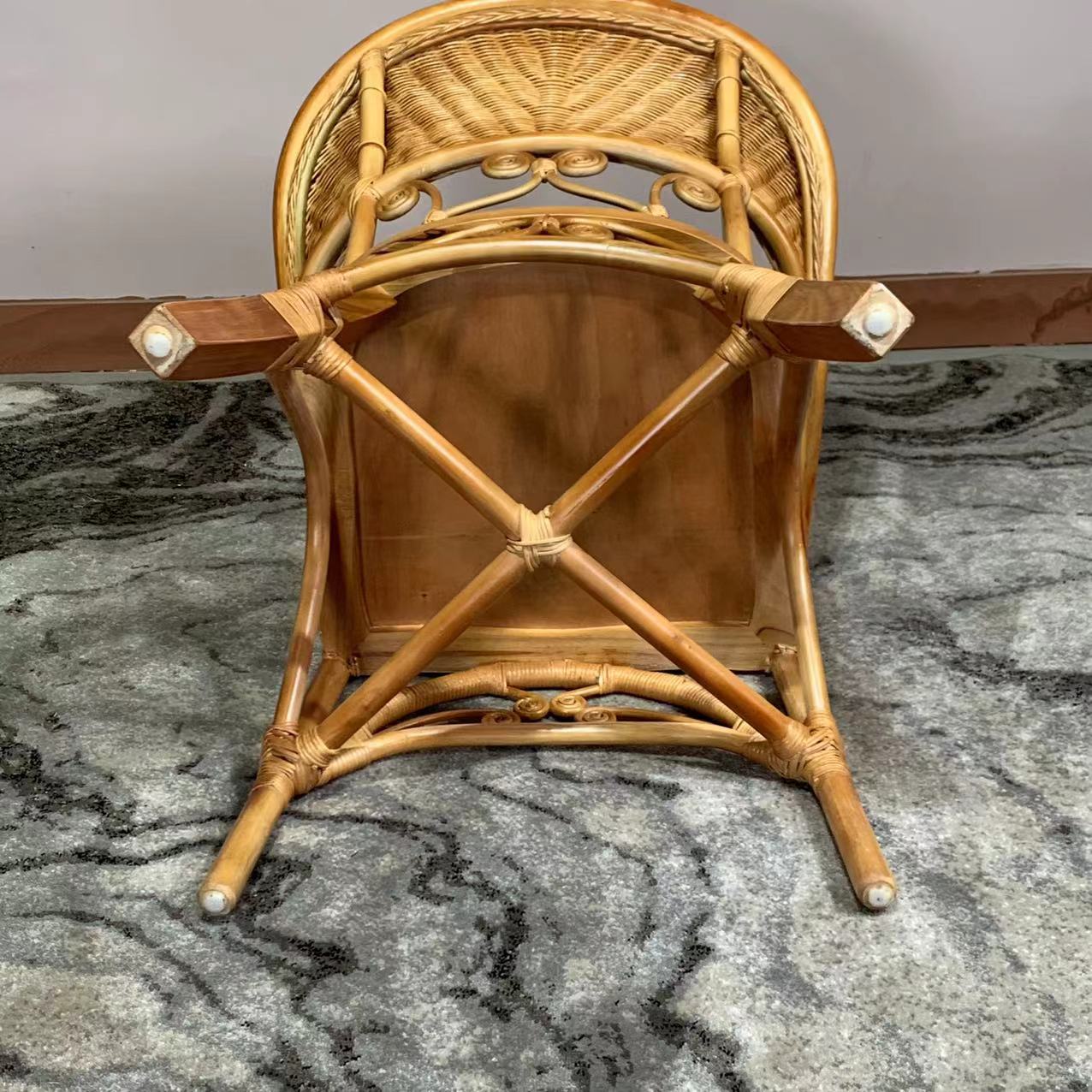 Natural Rattan 3-Piece Bistro Set with 2 Armchairs and Side Table