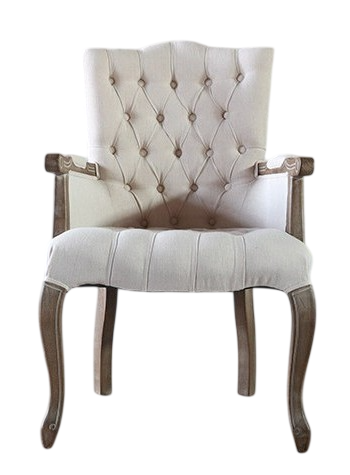Tufted Upholstered Dining Chair with Solid Wood Frame and Linen Fabric
