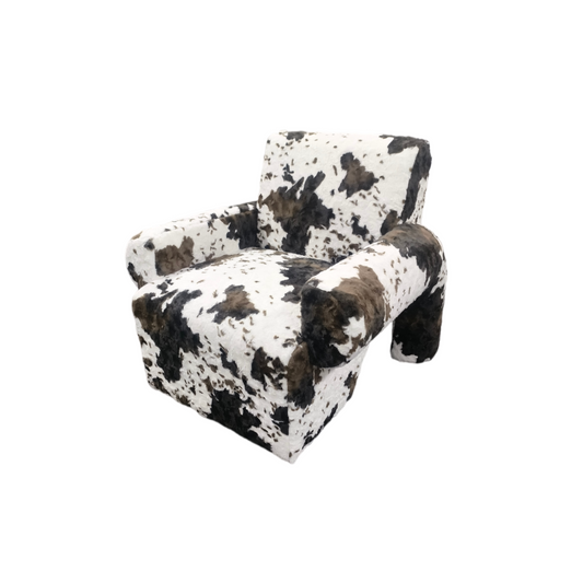Cow Print Upholstered Accent Chair, Brown Plush Lounge Armchair